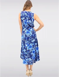 Manteaux | La maison du manteau au Québec Robe Chic Sans Manches À Col en V Cache-cœur Floral Ourlet Haut-bas Par GWV