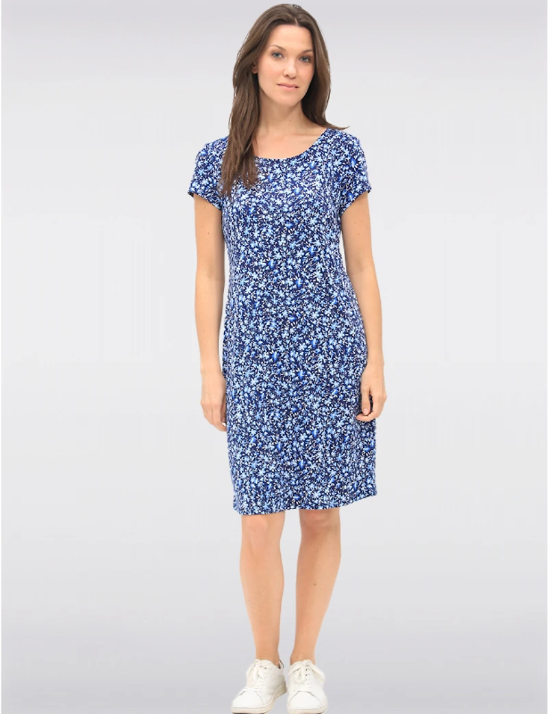 Manteaux Manteaux | La maison du manteau au Québec Robe Évasée Fluide à Imprimé Floral Manches Courtes et Tissu Extensible par GWV