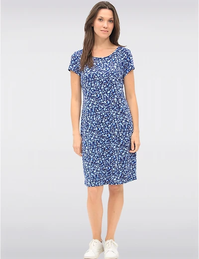 Manteaux | La maison du manteau au Québec Robe Évasée Fluide à Imprimé Floral Manches Courtes et Tissu Extensible par GWV