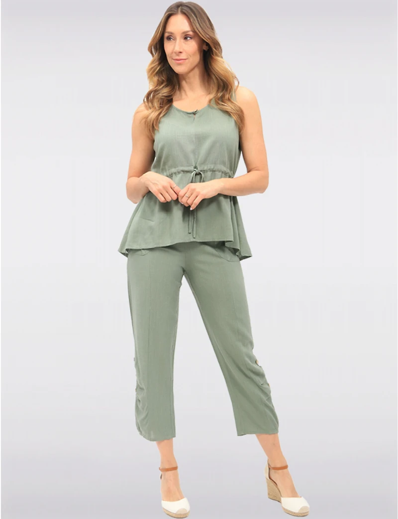 Manteaux Manteaux | La maison du manteau au Québec Pantalon Fluide Avec Taille Élastique Poches & Détail Boutons Décoratifs Par Goa