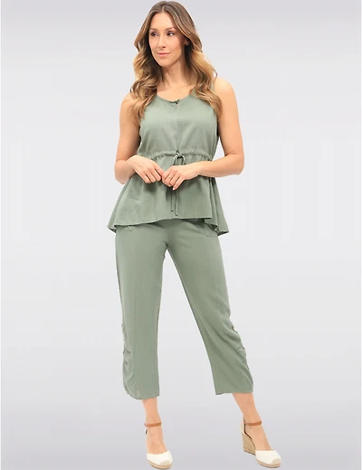 Manteaux Manteaux | La maison du manteau au Québec Pantalon Fluide Avec Taille Élastique Poches & Détail Boutons Décoratifs Par Goa