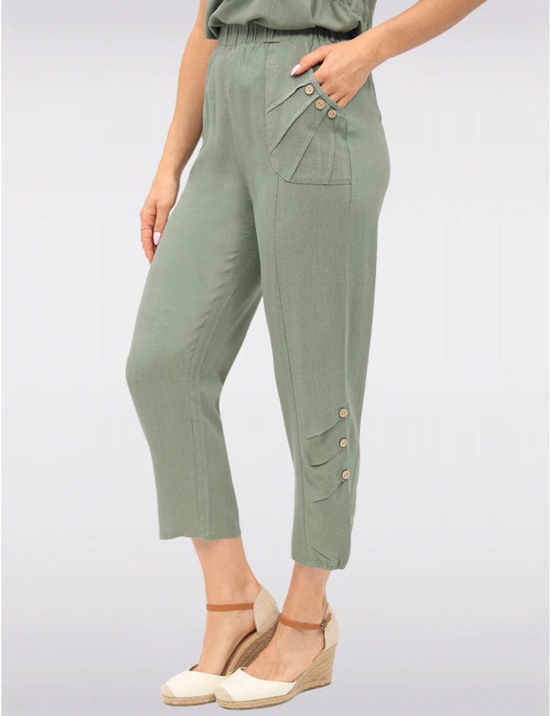 Manteaux Manteaux | La maison du manteau au Québec Pantalon Fluide Avec Taille Élastique Poches & Détail Boutons Décoratifs Par Goa