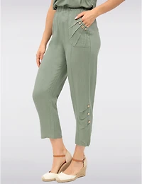 Manteaux Manteaux | La maison du manteau au Québec Pantalon Fluide Avec Taille Élastique Poches & Détail Boutons Décoratifs Par Goa