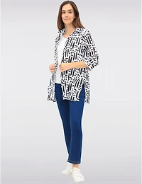Manteaux | La maison du manteau au Québec Blouse N/b Boutonnée Imprimé à Manches 3/4 et Fentes Latérales par Goa