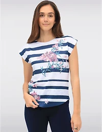 Manteaux Manteaux | La maison du manteau au Québec Haut à Rayures et Imprimé Floral avec Manches Cap par Moffi International