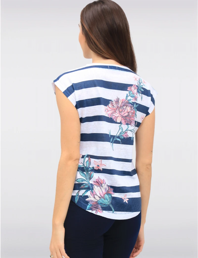 Manteaux Manteaux | La maison du manteau au Québec Haut à Rayures et Imprimé Floral avec Manches Cap par Moffi International