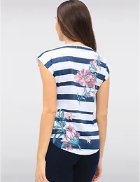 Manteaux Manteaux | La maison du manteau au Québec Haut à Rayures et Imprimé Floral avec Manches Cap par Moffi International