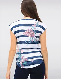 Manteaux Manteaux | La maison du manteau au Québec Haut à Rayures et Imprimé Floral avec Manches Cap par Moffi International