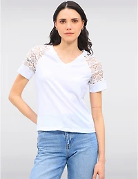 T-shirt Col V Dentelle Coton Gabby Isabella