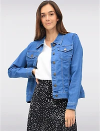 Manteaux Manteaux | La maison du manteau au Québec Veste Classique en Mélange de Coton Délavé Moyen avec Poches à Rabat par Dash