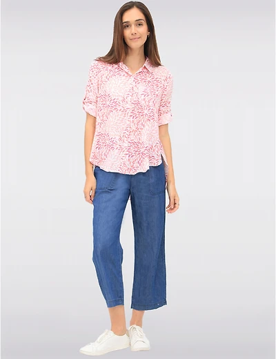 Manteaux Manteaux | La maison du manteau au Québec Chemise Imprimé Boutonnée en Tissu Texturé Léger Manches 3/4 Par Dash Clothing