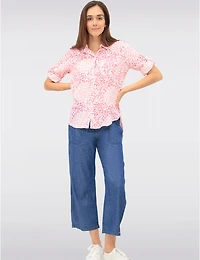 Manteaux Manteaux | La maison du manteau au Québec Chemise Imprimé Boutonnée en Tissu Texturé Léger Manches 3/4 Par Dash Clothing