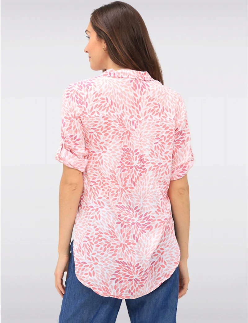 Manteaux Manteaux | La maison du manteau au Québec Chemise Imprimé Boutonnée en Tissu Texturé Léger Manches 3/4 Par Dash Clothing