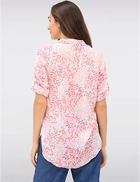 Manteaux Manteaux | La maison du manteau au Québec Chemise Imprimé Boutonnée en Tissu Texturé Léger Manches 3/4 Par Dash Clothing