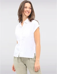Manteaux Manteaux | La maison du manteau au Québec Blouse Boutonnée en Coton avec Manches à Revers et Poche Poitrine par Dash