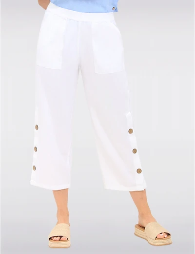 Manteaux | La maison du manteau au Québec Pantalon Large Cotton à Enfiler avec Poches & Détails Boutons Latéraux par Erika