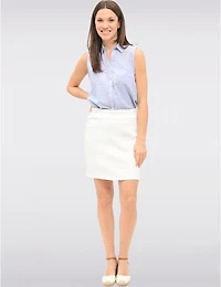 Manteaux | La maison du manteau au Québec Jupe Droite à Enfiler en Denim Blanc avec Short Intégré et Poches par Erika