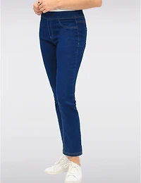 Manteaux Manteaux | La maison du manteau au Québec Pantalon Denim Foncé Étroit en Coton Extensible à Enfiler avec Poches par Erika