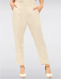 Manteaux | La maison du manteau au Québec Pantalon Chic en Mélange de Lin avec Taille Élastique & Poches par Julia Paradis