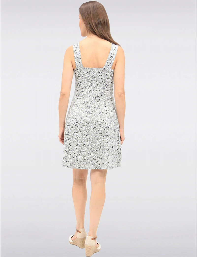 Manteaux | La maison du manteau au Québec Robe Évasée à Fleurs Sans Manches Extensible Longueur Genou par Amani Couture