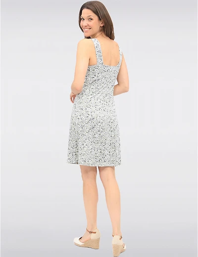 Manteaux | La maison du manteau au Québec Robe Évasée à Fleurs Sans Manches Extensible Longueur Genou par Amani Couture