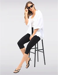 Manteaux Manteaux | La maison du manteau au Québec Legging Capri À Taille Élastique & Fentes Latérales Boutonnées par Amani Couture