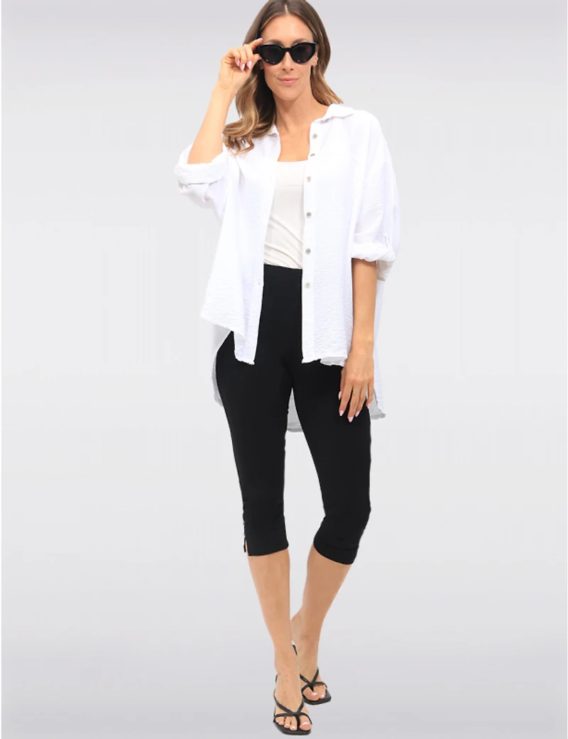 Manteaux Manteaux | La maison du manteau au Québec Legging Capri À Taille Élastique & Fentes Latérales Boutonnées par Amani Couture