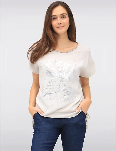 Haut Imprimé Fleurs Métalliques par Froccella