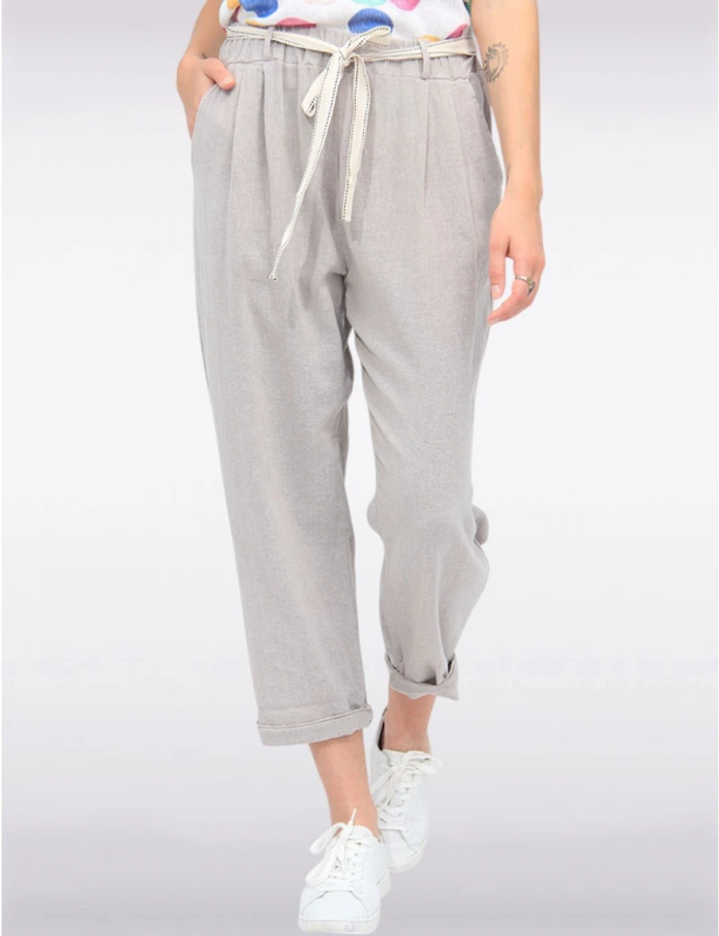 Pantalon Ceinturé Lin Chic par Froccella