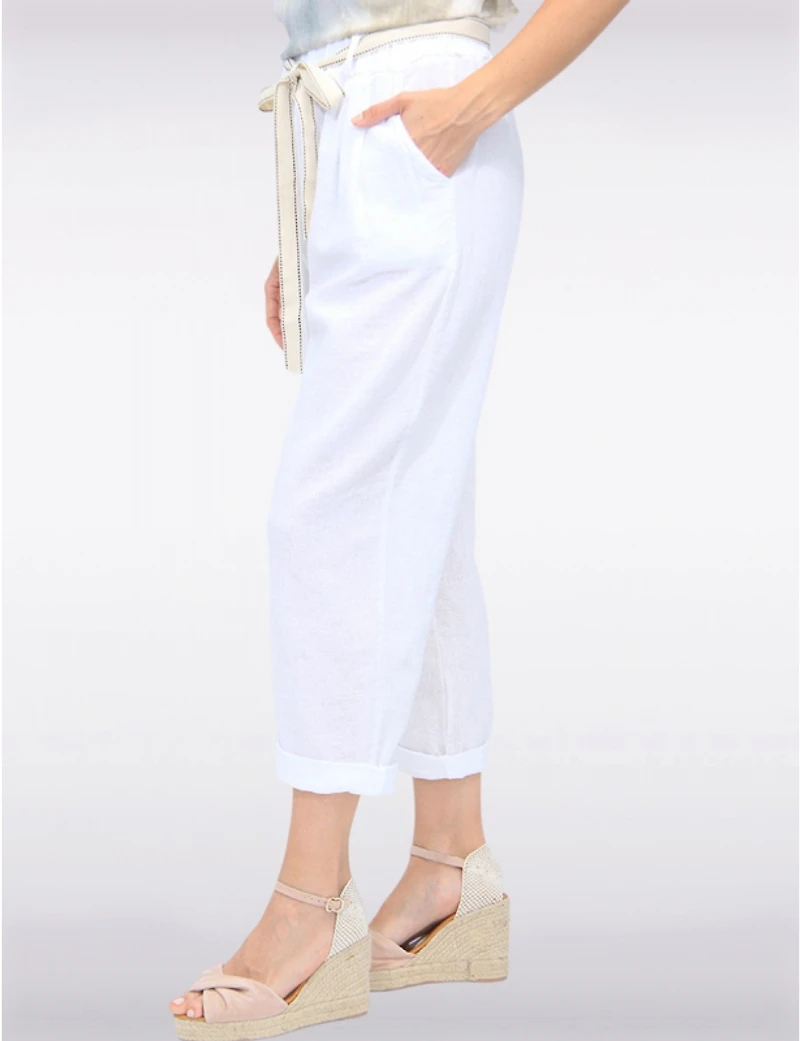 Pantalon Ceinturé Lin Chic par Froccella