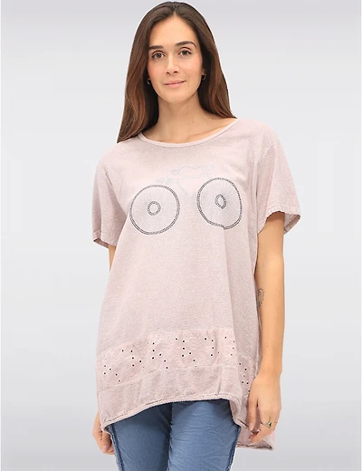 Haut Dentelle Lin Strass par Froccella
