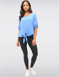 Blouse V-Crêpée à Noeud par Froccella