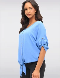 Blouse V-Crêpée à Noeud par Froccella
