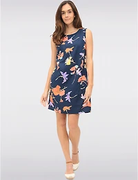 Manteaux | La maison du manteau au Québec Robe Sans Manches en Mélange de Lin Col Rond Imprimé Floral & Poches par Devia
