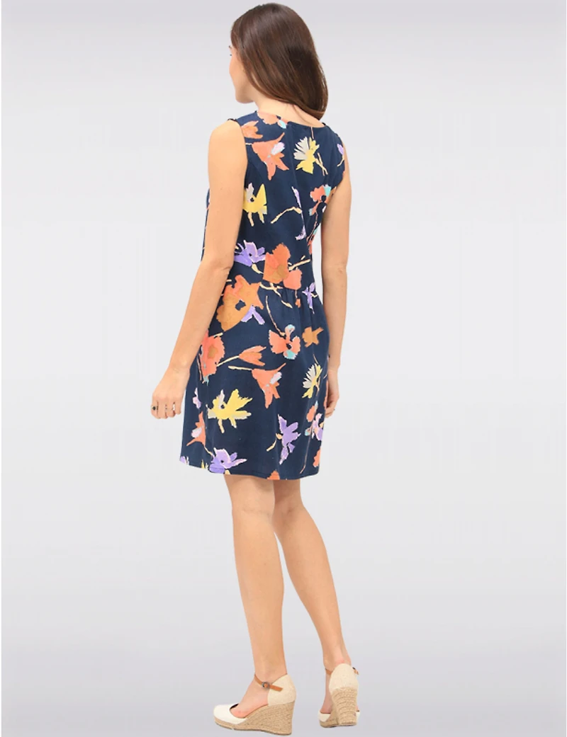 Manteaux | La maison du manteau au Québec Robe Sans Manches en Mélange de Lin Col Rond Imprimé Floral & Poches par Devia