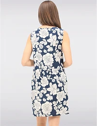 Manteaux | La maison du manteau au Québec Robe Sans Manches en Mélange de Lin Imprimé Floral Abstrait & Poches par Devia