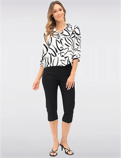 Manteaux Manteaux | La maison du manteau au Québec Chemise Courte à Imprimé Abstrait Noir et Blanc Manches 3/4 par Devia