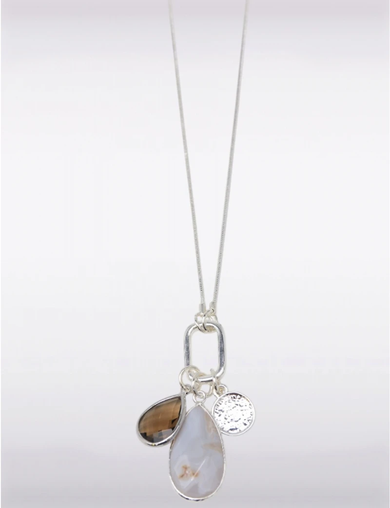 Manteaux Manteaux | La maison du manteau au Québec Collier Élégant Argenté avec Fermoir Coulissant Ajustable et Trois Breloques