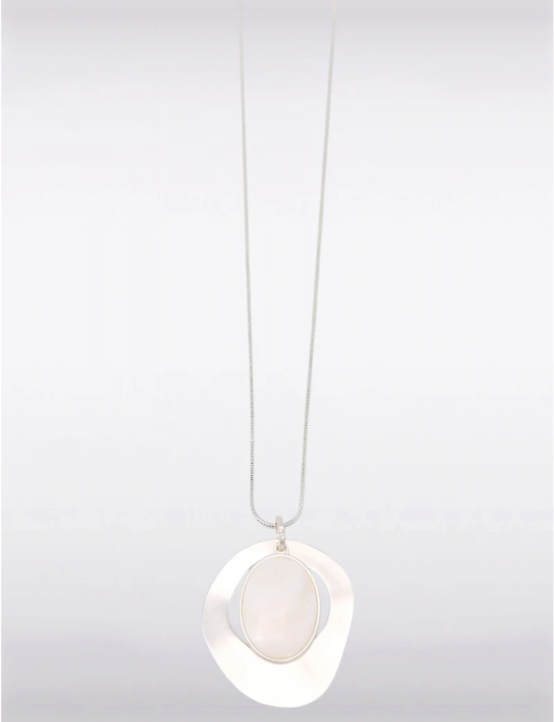 Manteaux Manteaux | La maison du manteau au Québec Collier Chic Argenté Hypoallergénique avec Pendentif Abstrait & Pierre Blanche