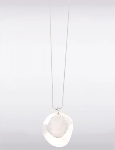 Manteaux Manteaux | La maison du manteau au Québec Collier Chic Argenté Hypoallergénique avec Pendentif Abstrait & Pierre Blanche