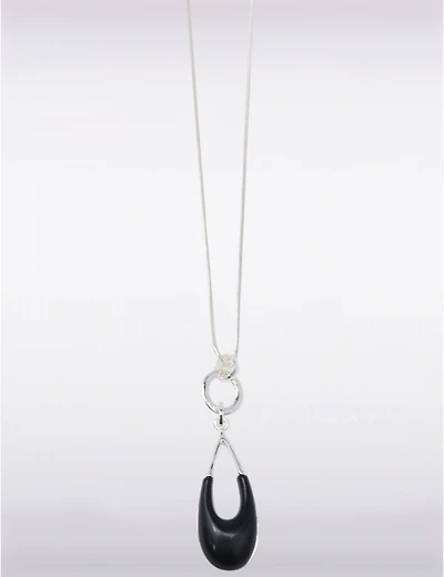 Manteaux Manteaux | La maison du manteau au Québec Collier Moderne Argenté avec Pendentif en Forme de Goutte en Pierre Noire