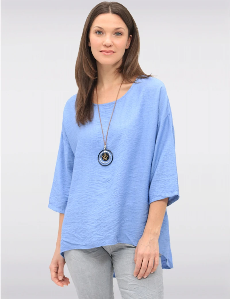 Manteaux Manteaux | La maison du manteau au Québec Haut Fluide à Ourlet Asymétrique Manches 3/4 Col Rond et Collier par Froccella