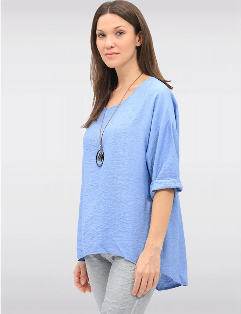 Manteaux Manteaux | La maison du manteau au Québec Haut Fluide à Ourlet Asymétrique Manches 3/4 Col Rond et Collier par Froccella