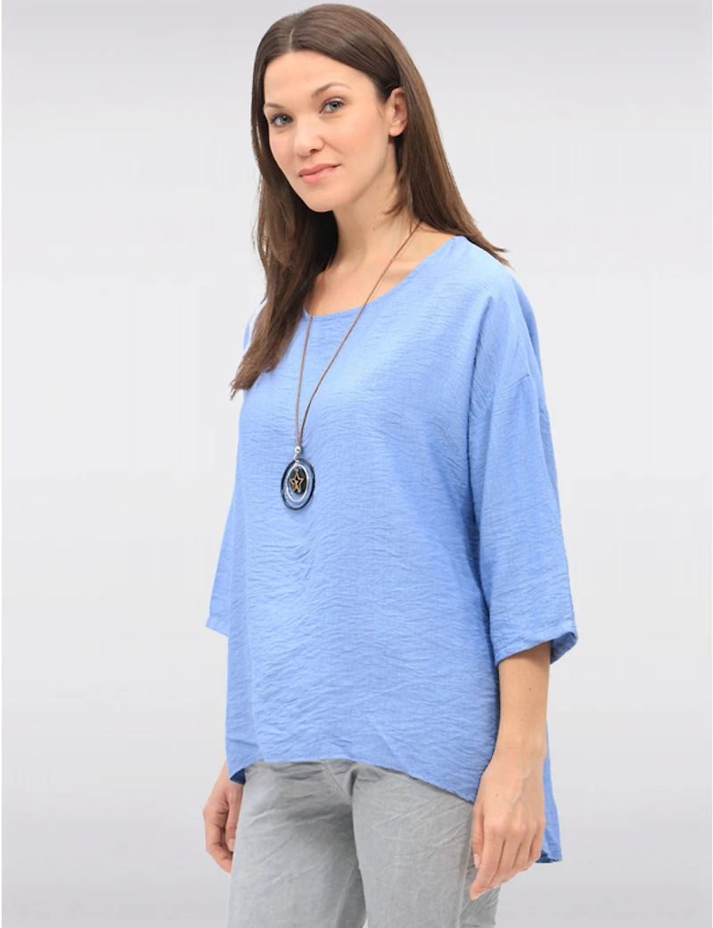 Manteaux Manteaux | La maison du manteau au Québec Haut Fluide à Ourlet Asymétrique Manches 3/4 Col Rond et Collier par Froccella