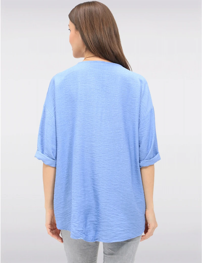 Manteaux Manteaux | La maison du manteau au Québec Haut Fluide à Ourlet Asymétrique Manches 3/4 Col Rond et Collier par Froccella
