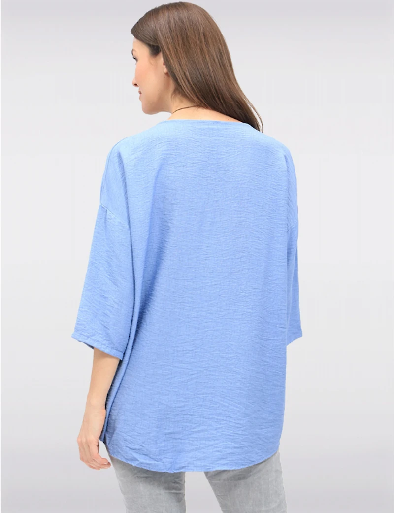 Manteaux Manteaux | La maison du manteau au Québec Haut Fluide à Ourlet Asymétrique Manches 3/4 Col Rond et Collier par Froccella