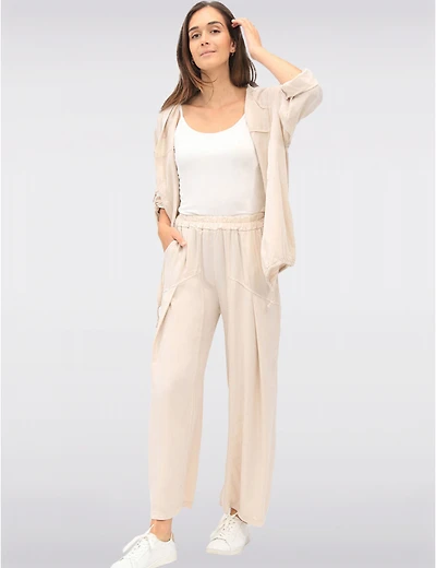 Manteaux | La maison du manteau au Québec Pantalon Fluide Large avec Plis Avant Taille Élastique et Poches par Froccella