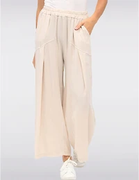 Manteaux | La maison du manteau au Québec Pantalon Fluide Large avec Plis Avant Taille Élastique et Poches par Froccella