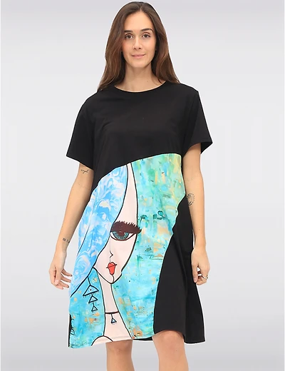 Robe T-Shirt Imprimé Visage par Froccella
