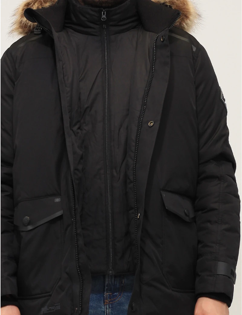 Parka en Éco-Duvet à Capuche avec Fourrure Vegan Amovible par Point Zero